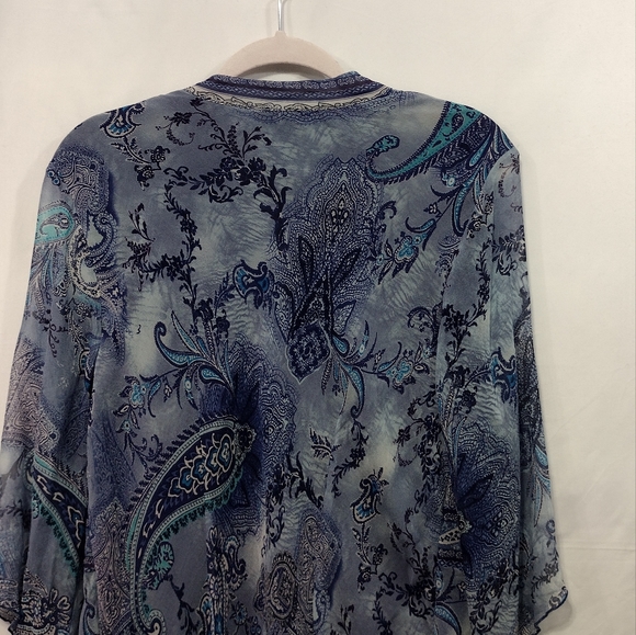 Avenue Parsley Silk Tunic Women's 18/20 Blue Floral Lined Retro 90s Y2K - Picture 8 of 9